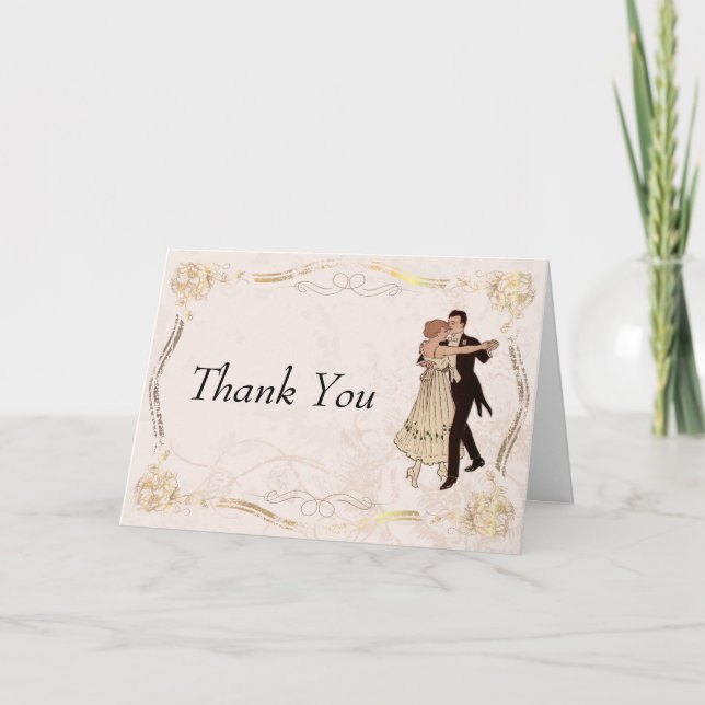 Tarjeta de agradecimiento Pareja bailando vintage  (Anverso)