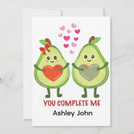 Tarjeta De Agradecimiento Pareja de aguacates Kawaii que me completes 