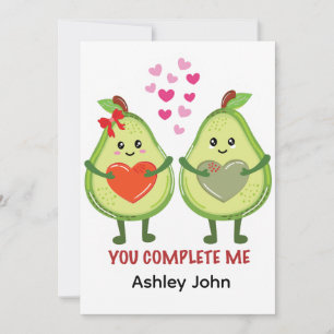 Tarjeta De Agradecimiento Pareja de aguacates Kawaii que me completes