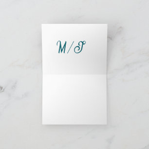 Tarjeta De Agradecimiento Pareja de boda monograma turquesa nombre simple es