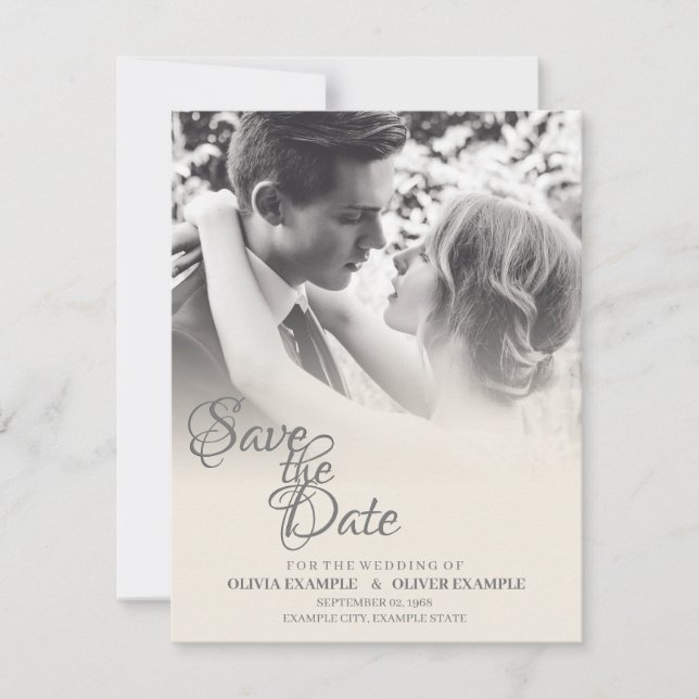 Tarjeta De Agradecimiento Pareja de bodas de besos en monocromo (Anverso)