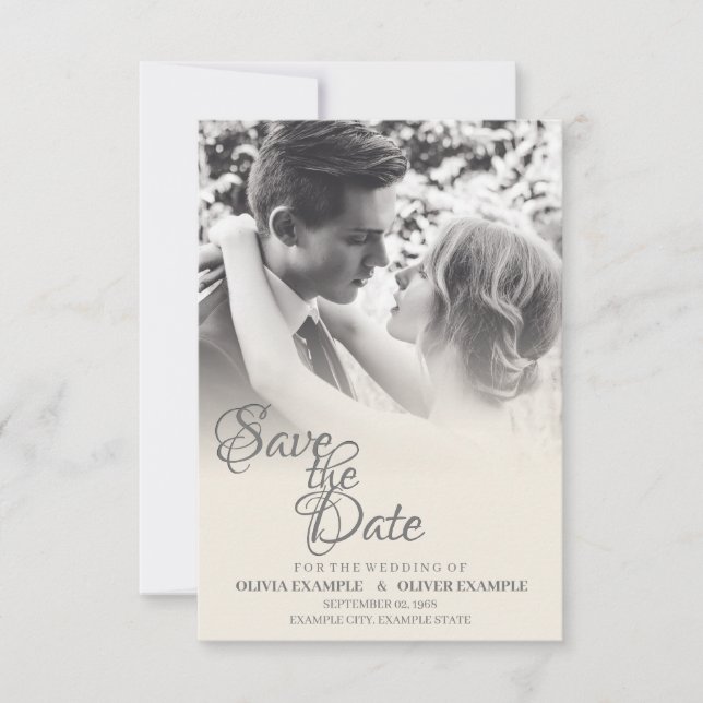 Tarjeta De Agradecimiento Pareja de bodas de besos en monocromo (Anverso)