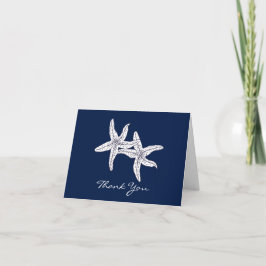 Tarjeta De Agradecimiento Pareja de Estrellas de Mar del Océano de la Playa