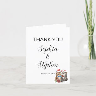 Tarjeta De Agradecimiento Pareja de gatos enamorados