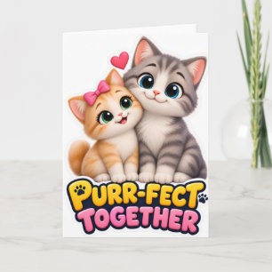 Tarjeta De Agradecimiento Pareja de Gatos Lindos Amor Divertido Perfectos Ju