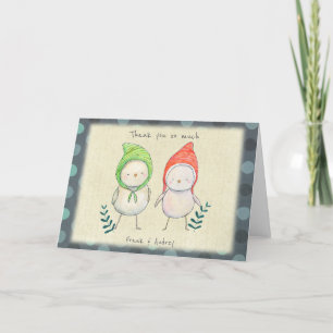 Tarjeta De Agradecimiento Pareja de Pájaros Lindo y Caprichoso Personalizabl