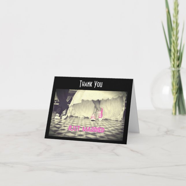 Tarjeta De Agradecimiento Pareja de recién casados de restaurante de estilo  (Anverso)