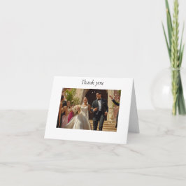 Tarjeta De Agradecimiento Pareja hispánica deja iglesia tras boda