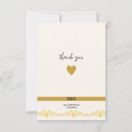 Tarjeta De Agradecimiento Pareja Monograma boda fecha cartón decorativo