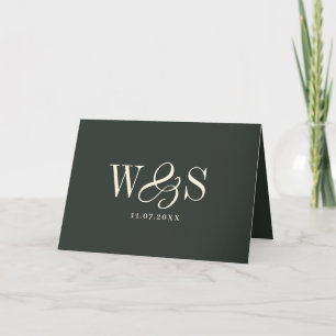 Tarjeta De Agradecimiento Parejas de novios con inicial de ébano elegante