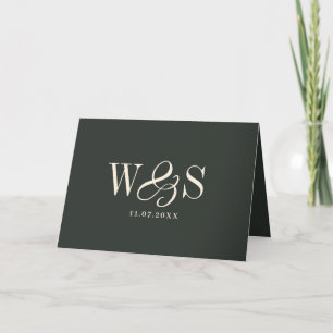 Tarjeta De Agradecimiento Parejas de novios con inicial de ébano elegante
