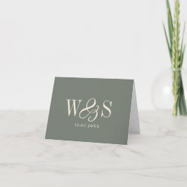 Tarjeta De Agradecimiento Parejas de novios elegantes iniciales