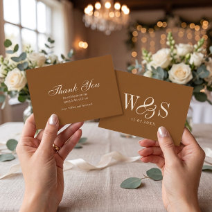Tarjeta De Agradecimiento Parejas de novios iniciales de chocolate elegante