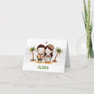 Tarjeta De Agradecimiento Parejita Hawaiana