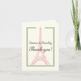 Tarjeta De Agradecimiento París boda rosa Torre Eiffel marfil Gracias
