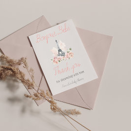 Tarjeta De Agradecimiento Paris Bonjour Bebe Paris Floral Baby Shower