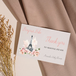 Tarjeta De Agradecimiento Paris Bonjour Bebe Paris Floral Baby Shower