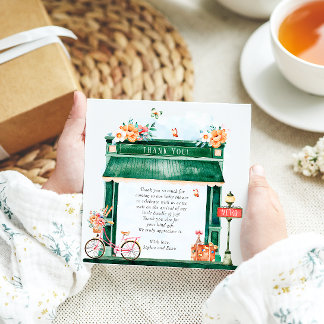 Tarjeta De Agradecimiento Paris Cafe Boulangerie Watercolor Baby Shower Tha