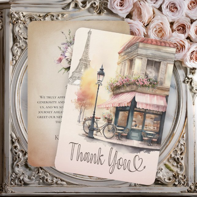 Tarjeta De Agradecimiento París Francia Café Baby Shower (Pink Parisian (Paris, France) French Cafe Girl Baby Shower Thank You - Bonjour Bebe Collection)