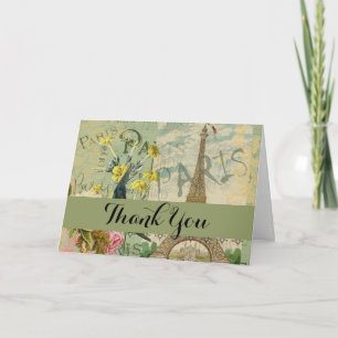 Tarjeta De Agradecimiento París Francia Viaje Viaje Viejo Pintura de Arte An