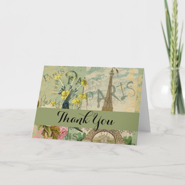 Tarjeta De Agradecimiento París Francia Viaje Viaje Viejo Pintura de Arte An (Anverso)