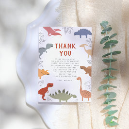 Tarjeta De Agradecimiento ¡Paro, Chomp, Roar! Fiesta del cumpleaños de la fo