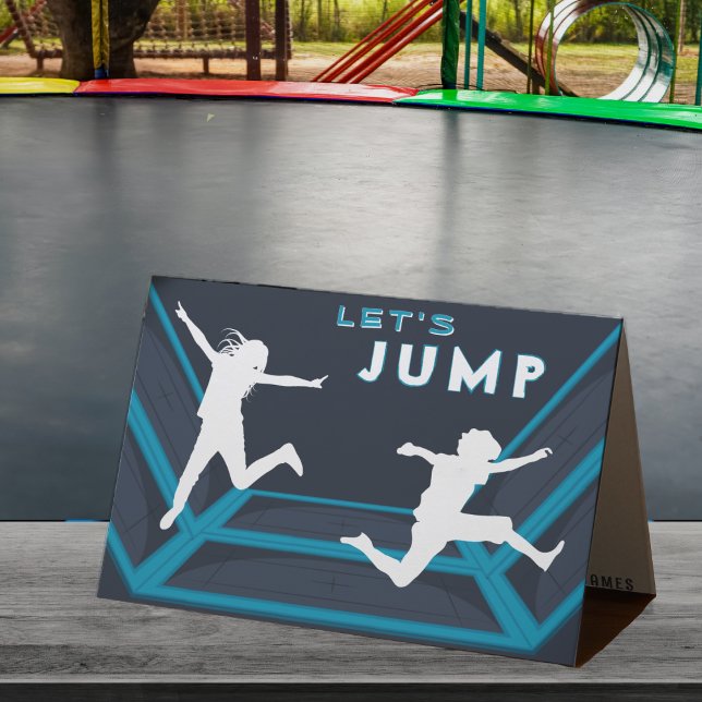 Tarjeta De Agradecimiento Parque de trampolines Let's Jump Blue Fiesta de Cu (Trampoline Park Let's Jump Blue Birthday Party Thank You Card
)