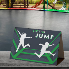 Tarjeta De Agradecimiento Parque de trampolines Let's Jump Green Fiesta de C