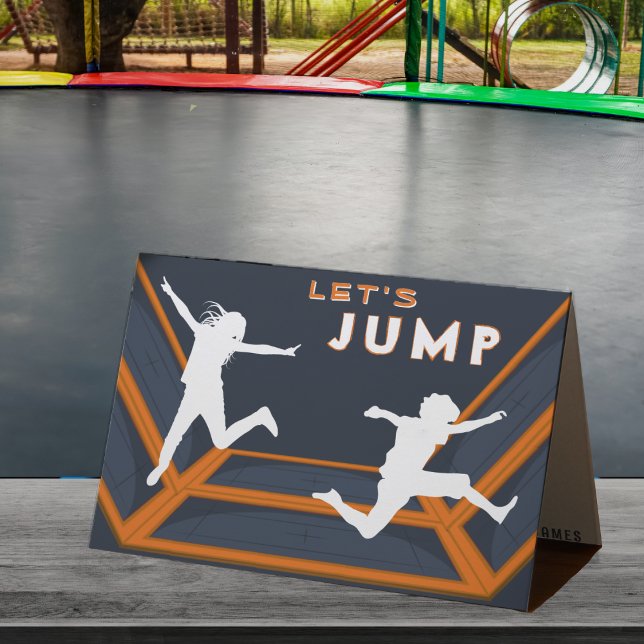 Tarjeta De Agradecimiento Parque de trampolines Vamos a saltar Fiesta de cum (Trampoline Park Let's Jump Orange Birthday Party Thank You Card
)