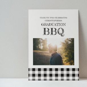 Tarjeta De Agradecimiento Parrillada de graduación a cuadros