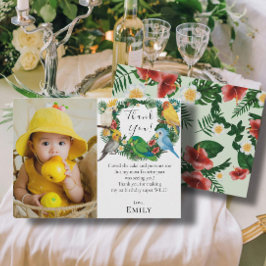 Tarjeta De Agradecimiento Parrots tropicales Exótica vegetación Foto de cump