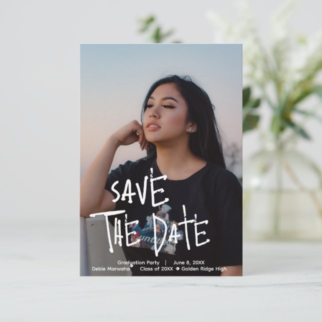 Tarjeta De Agradecimiento Parte de graduación Personalizada Guardar la tarje (Anverso de pie)
