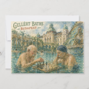 Tarjeta De Agradecimiento Partida de ajedrez Baños Gellert Budapest Hungría
