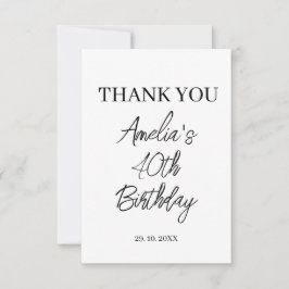 Tarjeta De Agradecimiento Partido de Cumpleaños Blanco y Negro Moderno