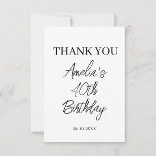 Tarjeta De Agradecimiento Partido de Cumpleaños Blanco y Negro Moderno
