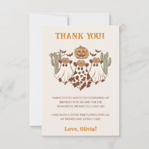 Tarjeta De Agradecimiento Partido de cumpleaños de Cowboy de Halloween Occid