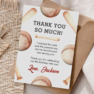 Tarjeta De Agradecimiento Partido de Cumpleaños de un Niño de Béisbol