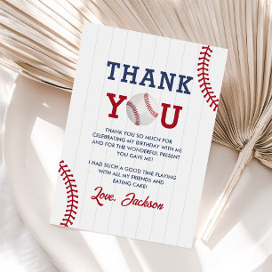Tarjeta De Agradecimiento Partido de Cumpleaños de un Niño de Béisbol