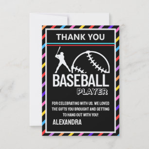 Tarjeta De Agradecimiento Partido de Cumpleaños del Béisbol, Chica de Béisbo