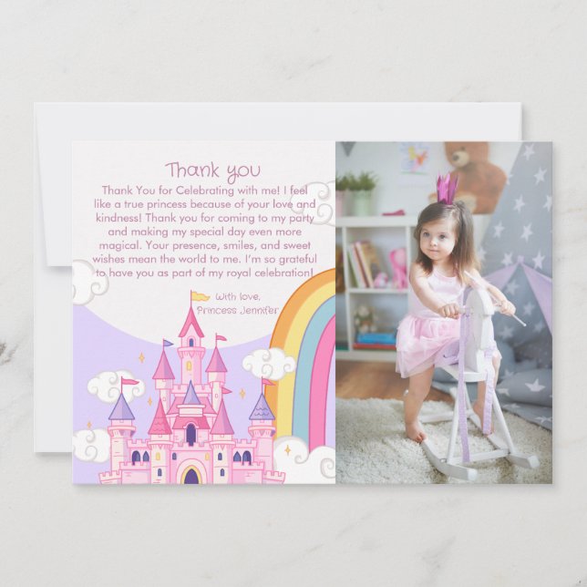 Tarjeta De Agradecimiento Partido de Cumpleaños del Castillo Real de Princes (Anverso)