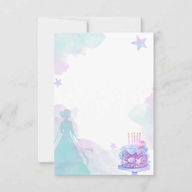 Tarjeta De Agradecimiento Partido de Cumpleaños del Chica Princesa Azul Mora (Anverso)