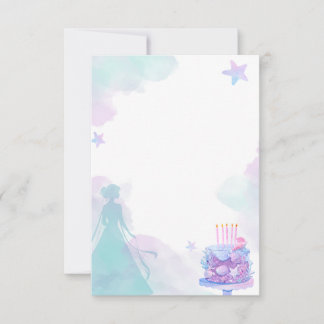 Tarjeta De Agradecimiento Partido de Cumpleaños del Chica Princesa Azul Mora