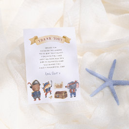 Tarjeta De Agradecimiento Partido de cumpleaños del niño Pirata Animales