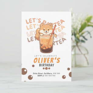 Tarjeta De Agradecimiento Partido de cumpleaños moderno Shiba Inu para el ni