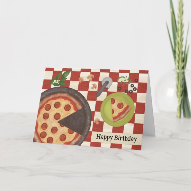Tarjeta De Agradecimiento Partido de cumpleaños Personalizado Pizza (Anverso)