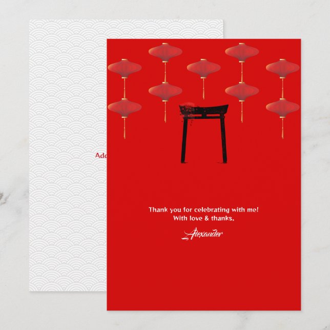 Tarjeta De Agradecimiento Partido de cumpleaños temático de Hibachi Chef pri (Anverso / Reverso)