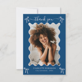 Tarjeta De Agradecimiento Partido de Graduación de Bow Rosado