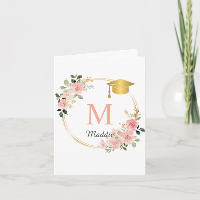 Tarjeta De Agradecimiento Partido de Graduación de Chicas Rosados personaliz (Anverso)