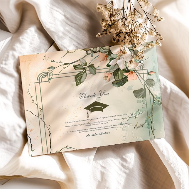 Tarjeta De Agradecimiento Partido de Graduación de Flor Silvestre Boho (Subido por el creador)