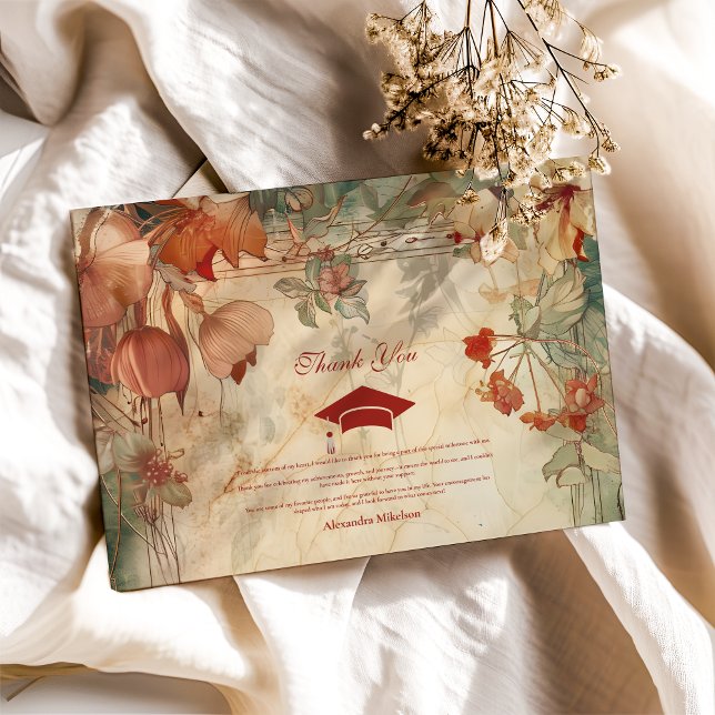 Tarjeta De Agradecimiento Partido de Graduación de Flor Silvestre Terracotta (Subido por el creador)